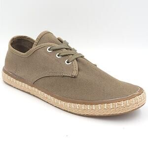 Sun + Stone Men Lace Up Espadrille Sneakers Zane Size US 7.5M Sage Green Mesh